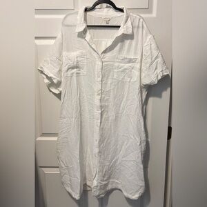 Weatherproof White Button-Up Dress